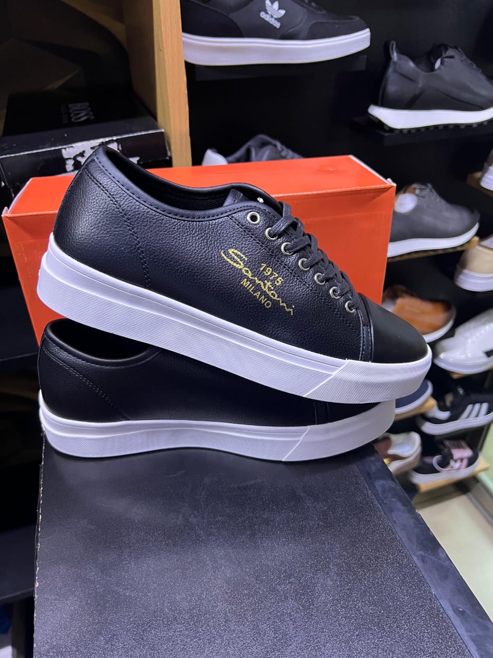 Santoni Milano Men's Casual Sneakers – Black & White image 5