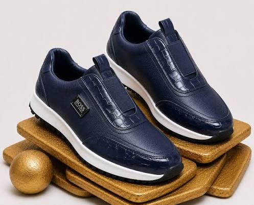 BOSS Men's Slip-On Sneakers – Navy Blue & White - BOSS Casuals | Mars Collection