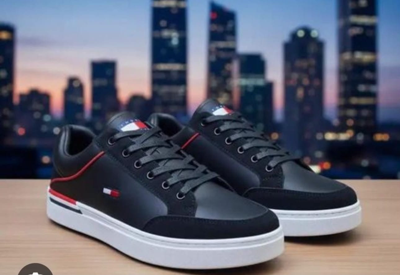 Black Laced Tommy Hilfiger Casual Shoes - Tommy Hilfiger Casuals | Mars Collection