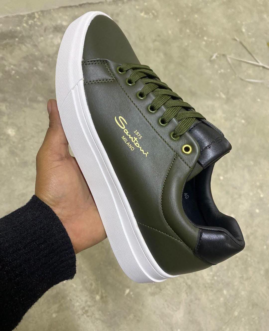 Santoni Milano Men's Casual Sneakers – Olive Green - Santoni Casuals | Mars Collection