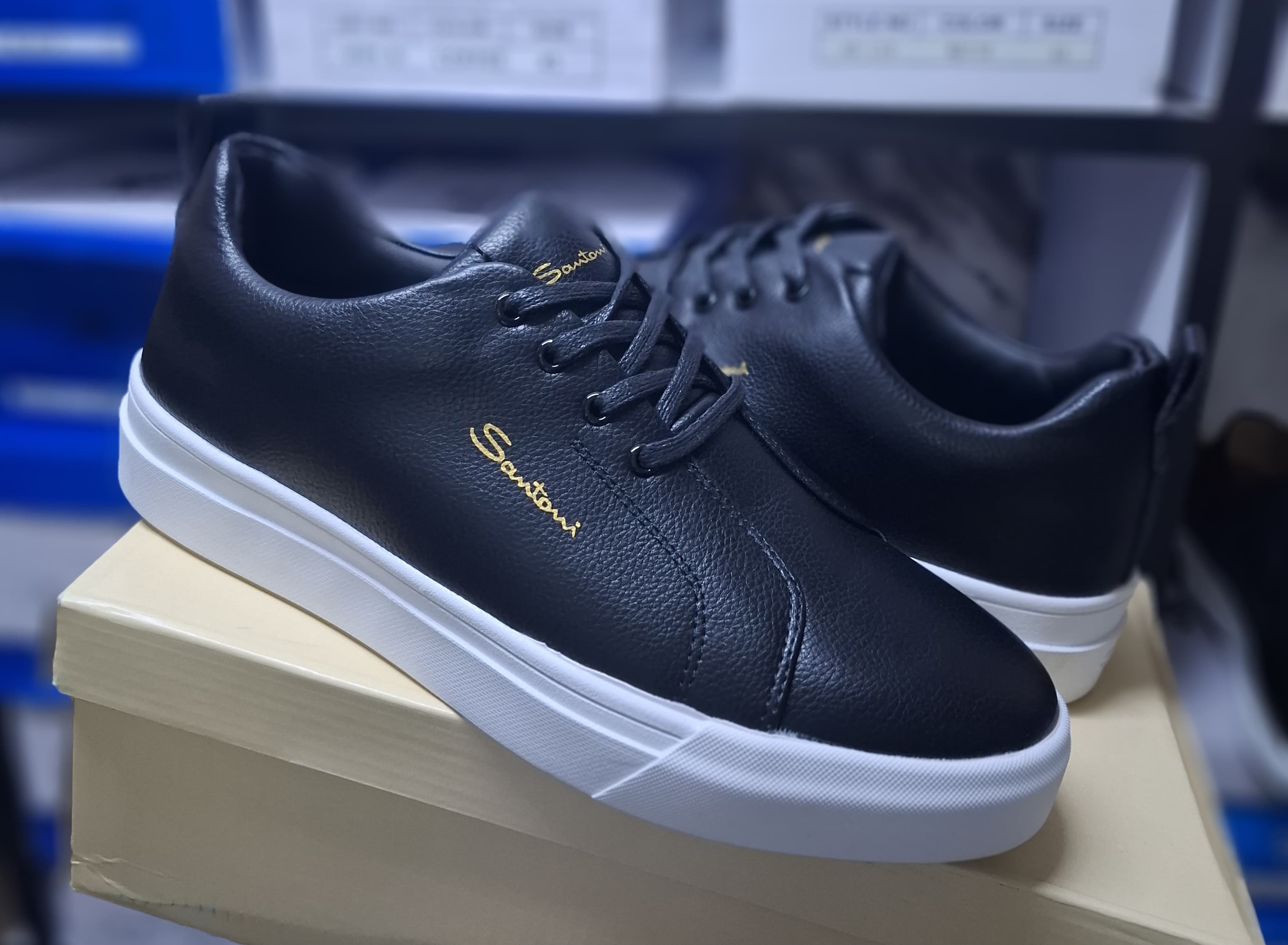 Santoni Milano Men's Casual Sneakers – Black & White image 2