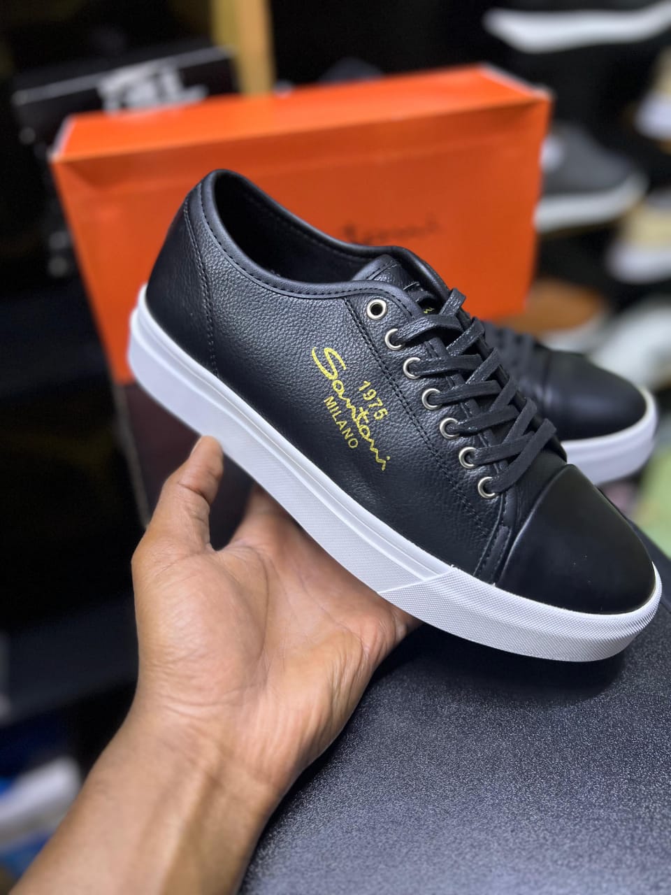 Santoni Milano Men's Casual Sneakers – Black & White - Santoni Casuals | Mars Collection
