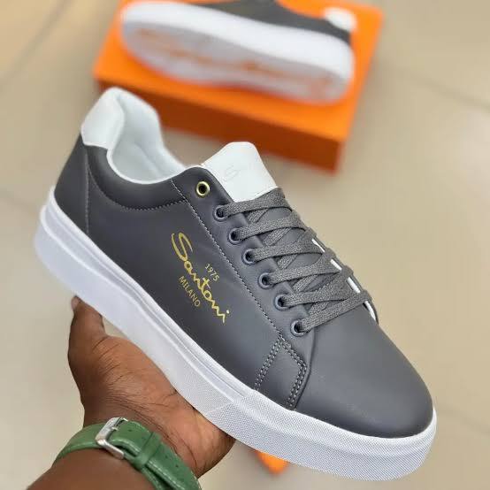 Santoni Milano Men's Casual Sneakers – Grey & White image 2