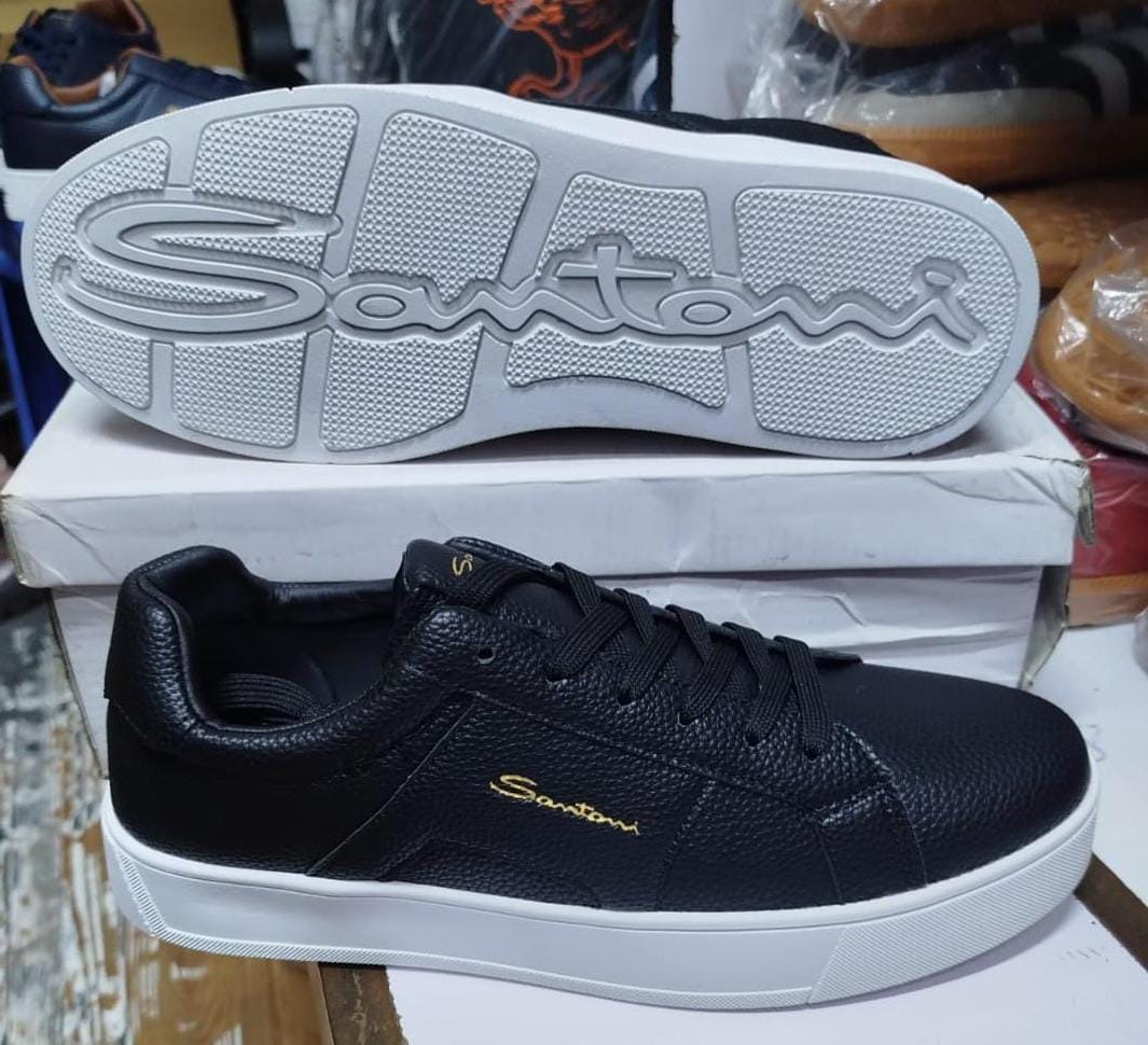 Santoni Milano Men's Casual Sneakers – Black & White image 4