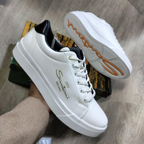 Santoni Milano Men's Casual Sneakers – White & Black image 2