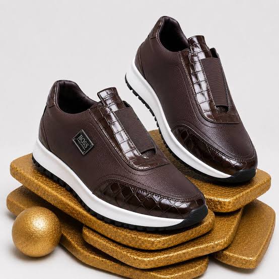 BOSS Men's Slip-On Sneakers – Dark Brown & White image 2